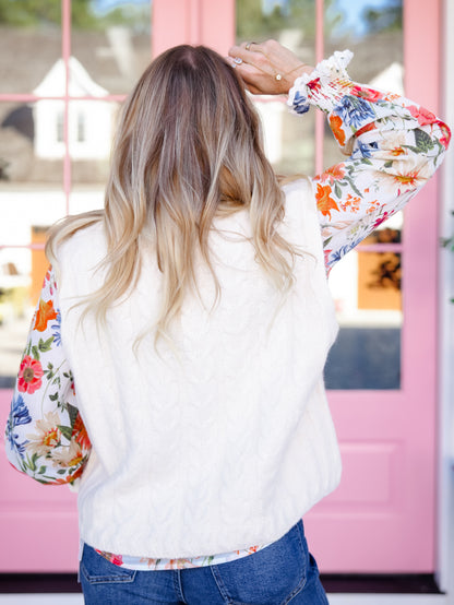 POL Cable Knit Toggle Button Down Sweater Vest