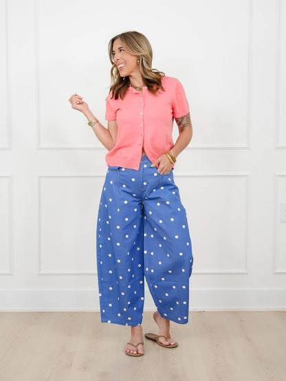 Polka Dot Print Wide Leg Pants