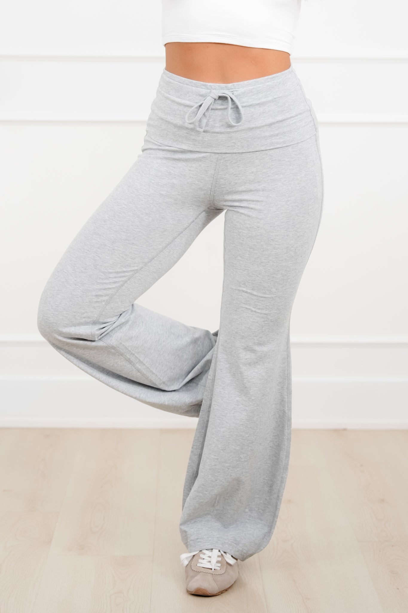 Solid Wide Waist Flared Yoga Pants