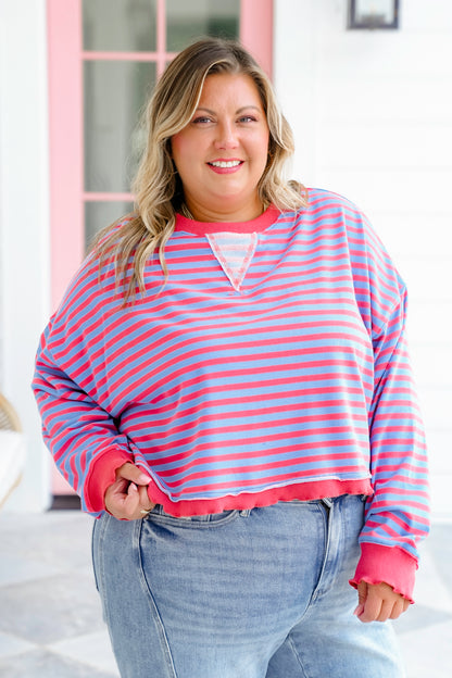 Striped Long Sleeve Round Neck Top