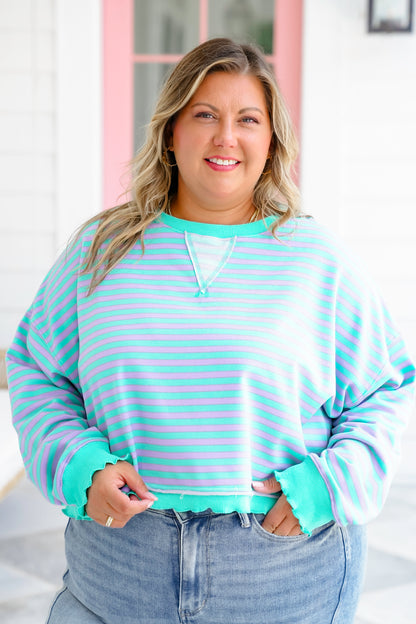 Striped Long Sleeve Round Neck Top