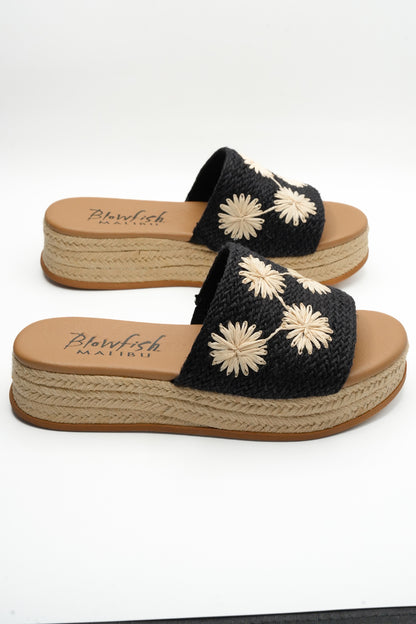 Blowfish Braided Raffia Floral Espadrille Wedge Sandal