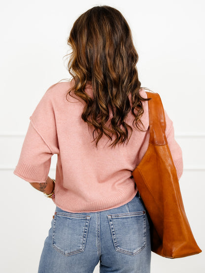 Knit Solid Color Short Sleeve Top
