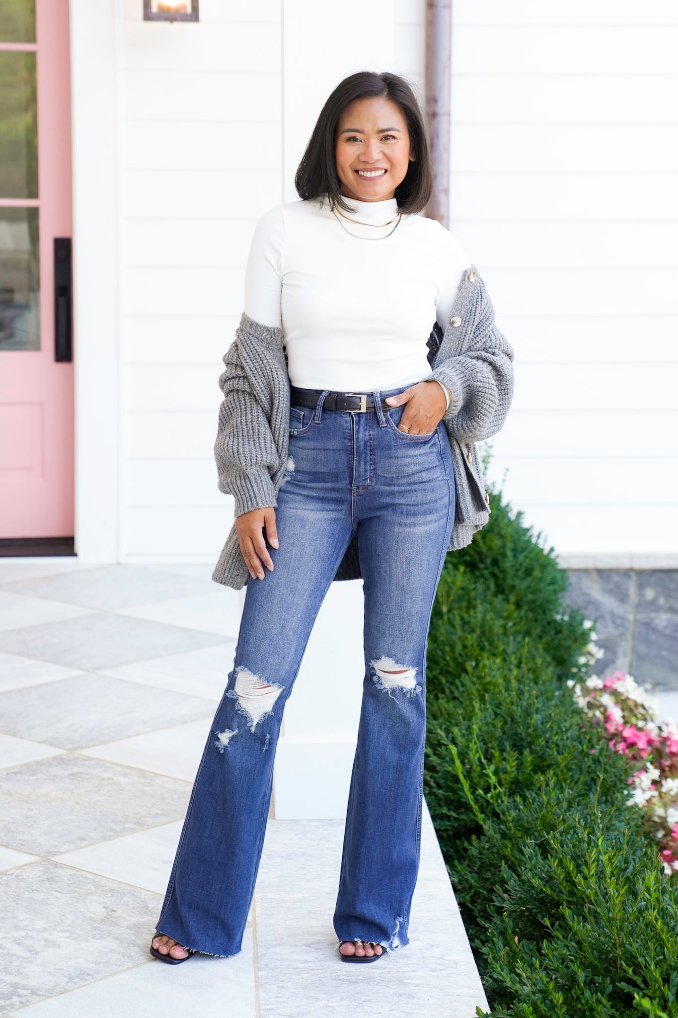 Plus/Reg Knit Long Sleeve Mock Neck Top