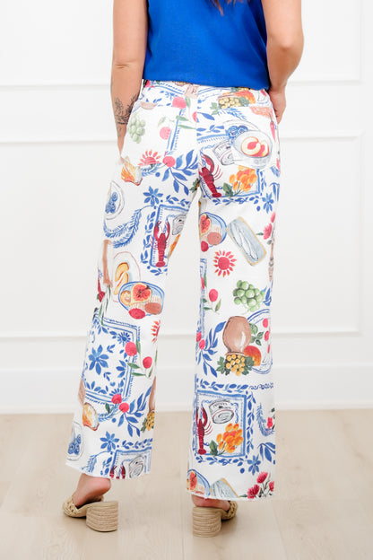 Plus/Reg Brunch Print High Rise Twill Pants