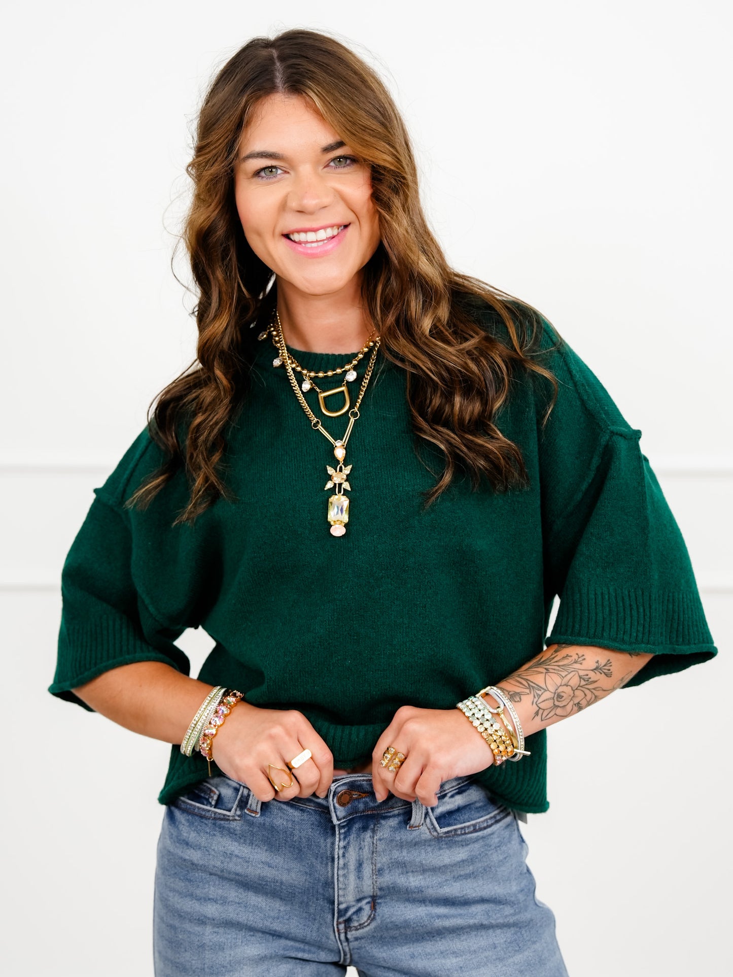 Knit Solid Color Short Sleeve Top