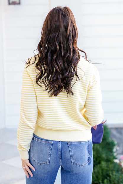 Stripe Long Sleeve Button Up Cardigan Sweater