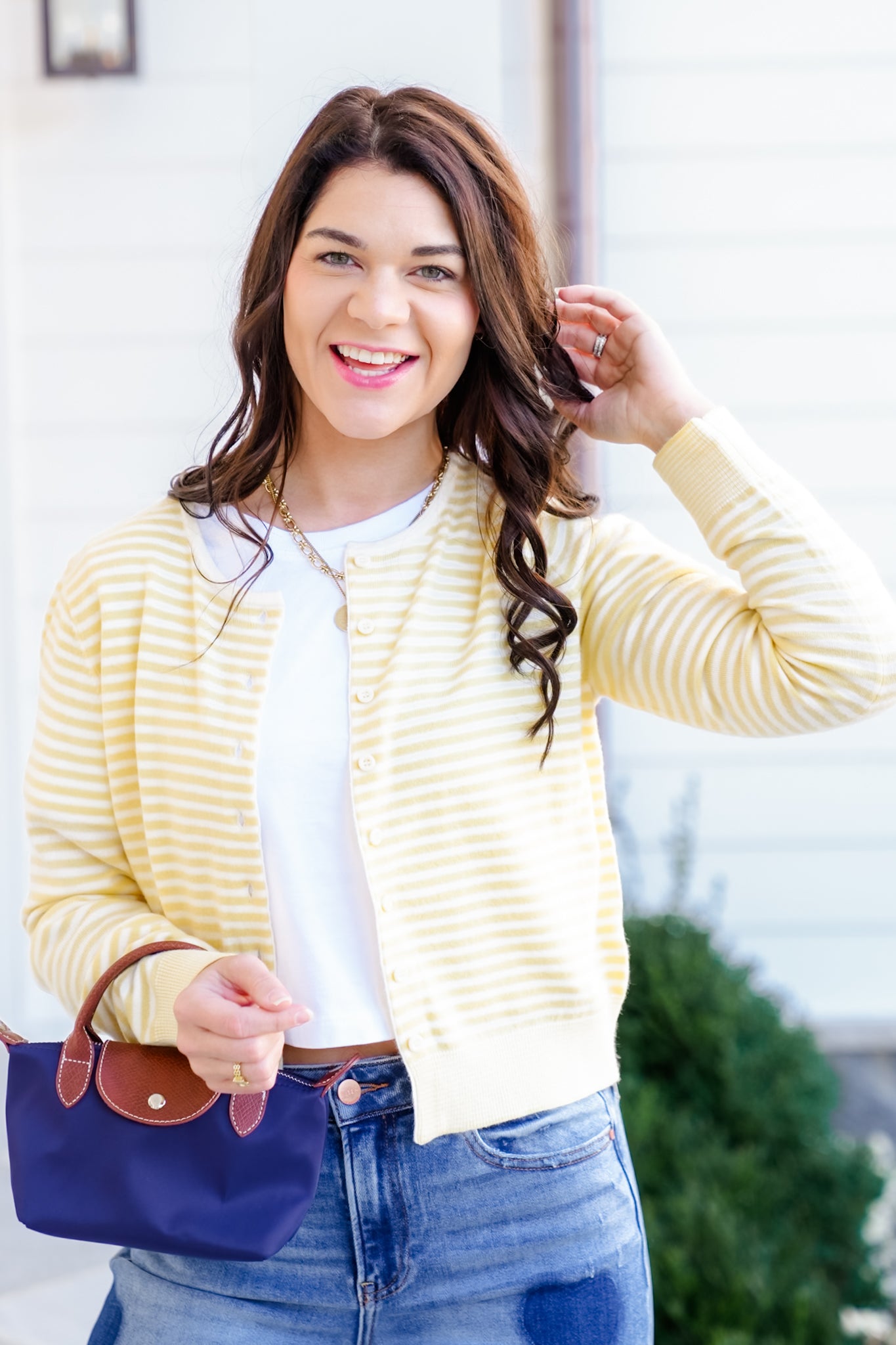 Stripe Long Sleeve Button Up Cardigan Sweater