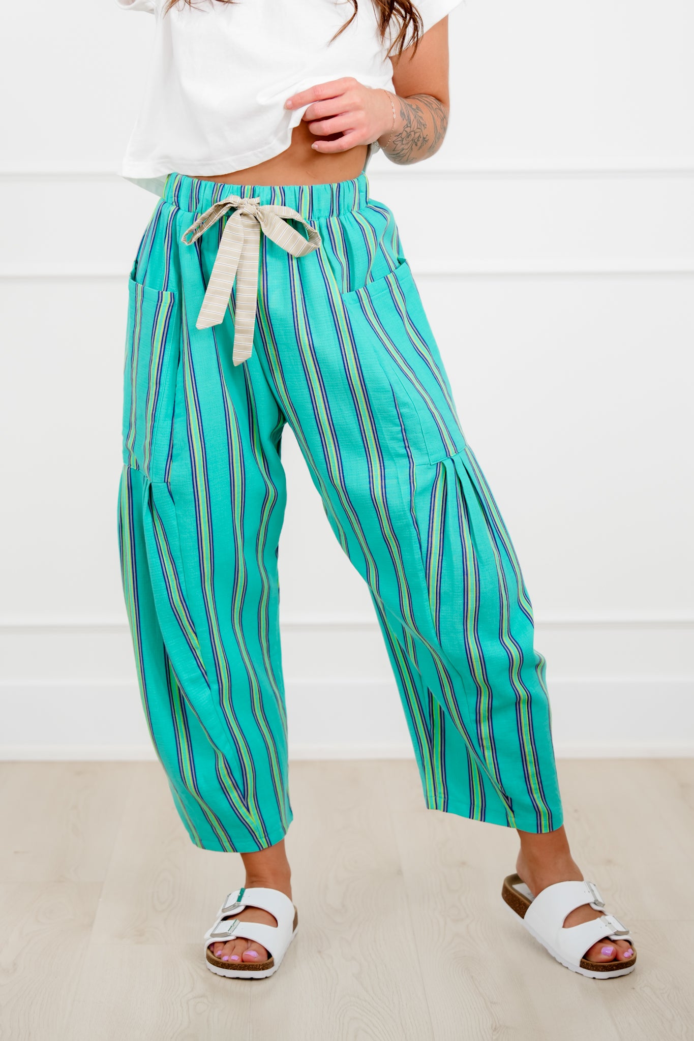 Striped Elastic Waist Lounge Pants