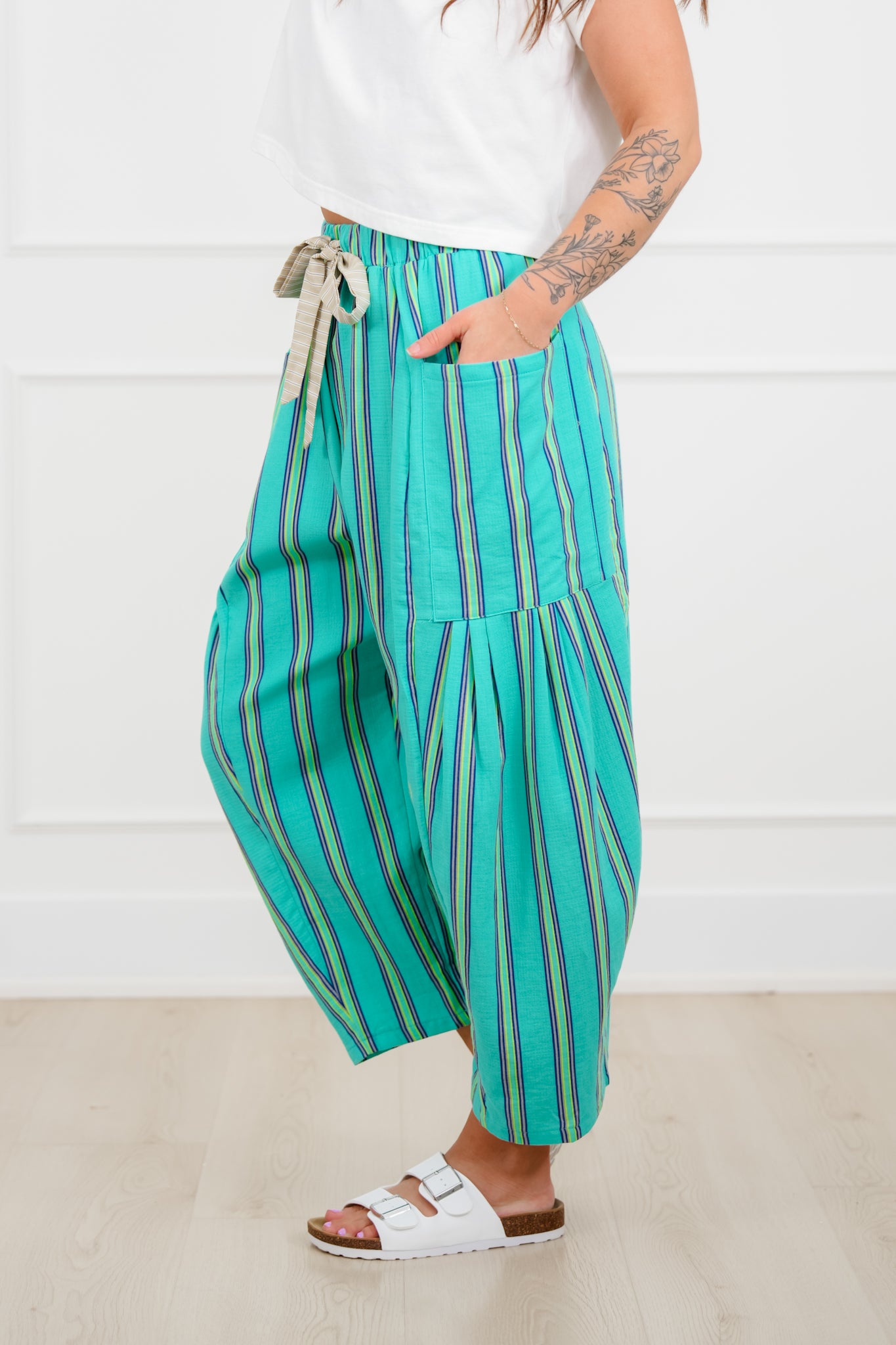 Striped Elastic Waist Lounge Pants