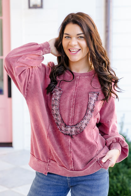 Mineral Wash Long Sleeve Horseshoe Sweatshirt