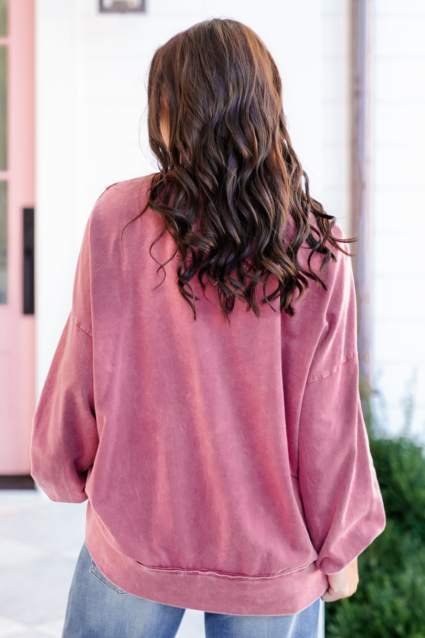 Mineral Wash Long Sleeve Horseshoe Sweatshirt – Freckled Poppy