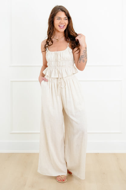 Solid Sleeveless Tiered Tank Top and Palazzo Pant Set