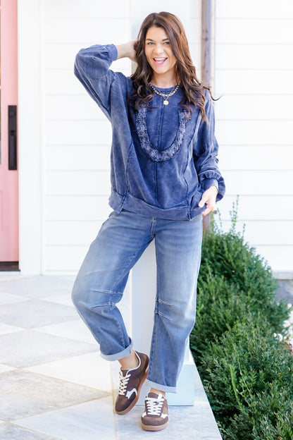Mineral Wash Long Sleeve Horseshoe Sweatshirt