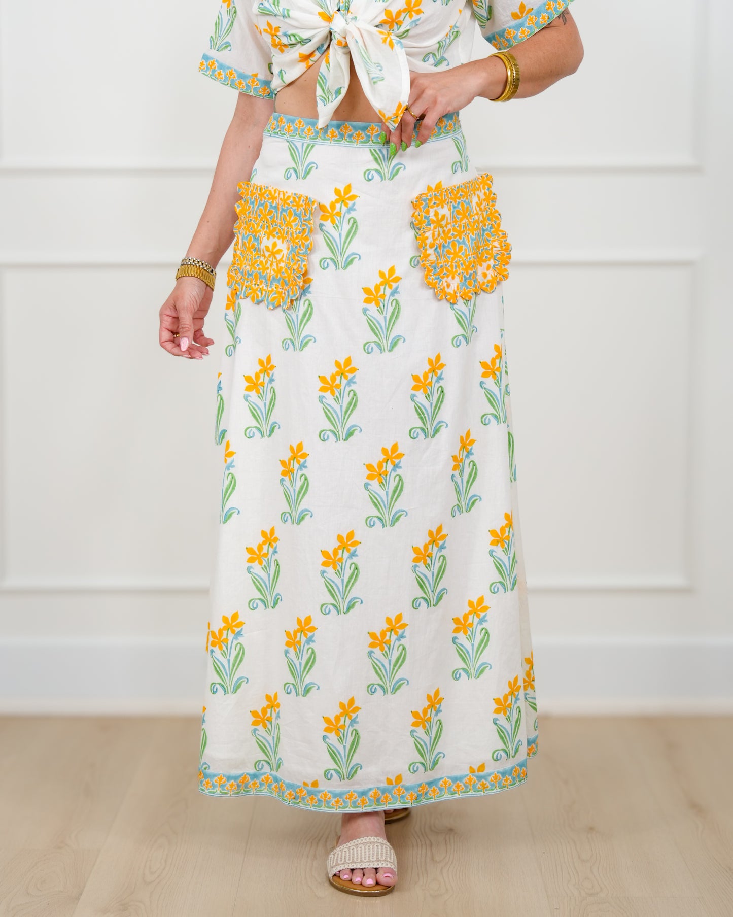 POL Floral Print Woven Maxi Skirt with Patch Pockets