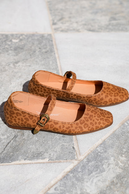 Yellow Box Leopard Print Mary Jane Flats