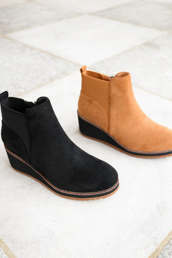 Corky's "Apple Sauced" Vegan Suede Wedge Ankle Booties