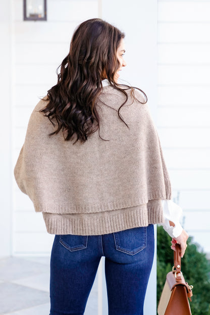 Knit Button Down Cape Cardigan