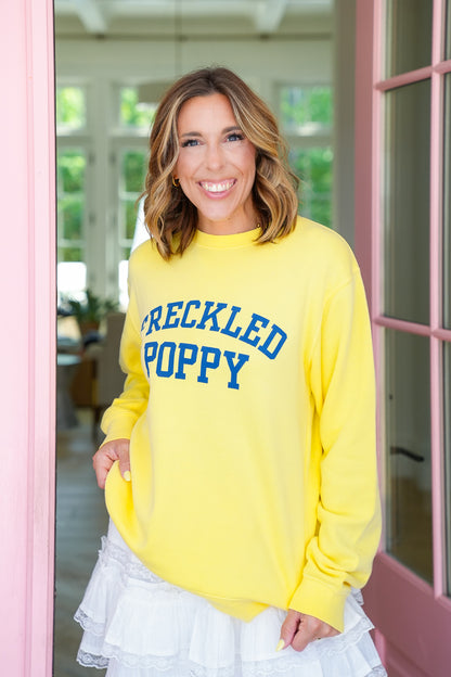 Plus/Reg Yellow Long Sleeve "Freckled Poppy" Graphic Sweatshirt
