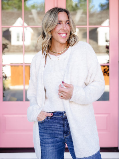 POL Knit Open Front Cardigan and Tank Top Set - Freckled Poppy