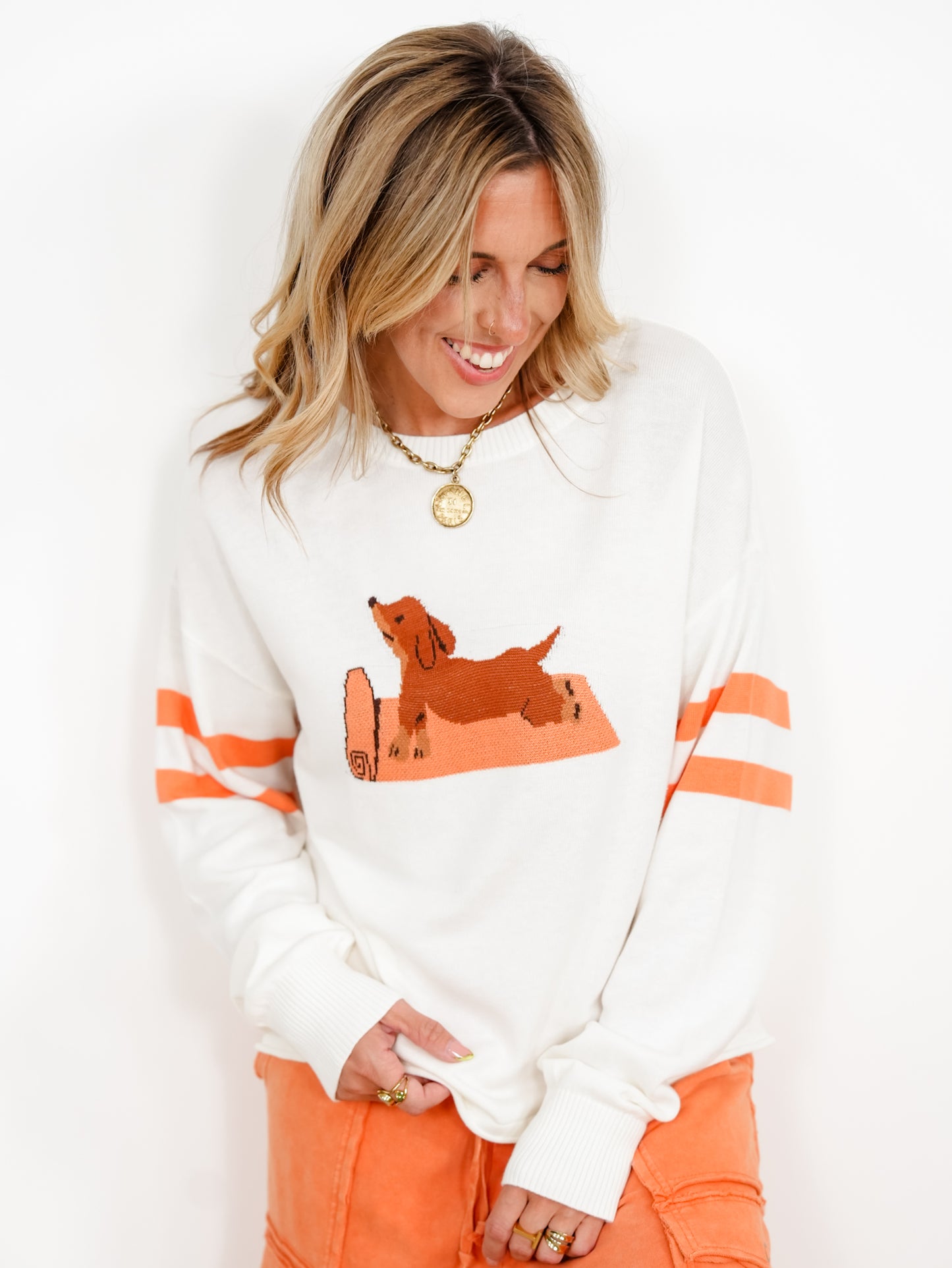 Long Sleeve Yoga Dachshund Pullover Sweater