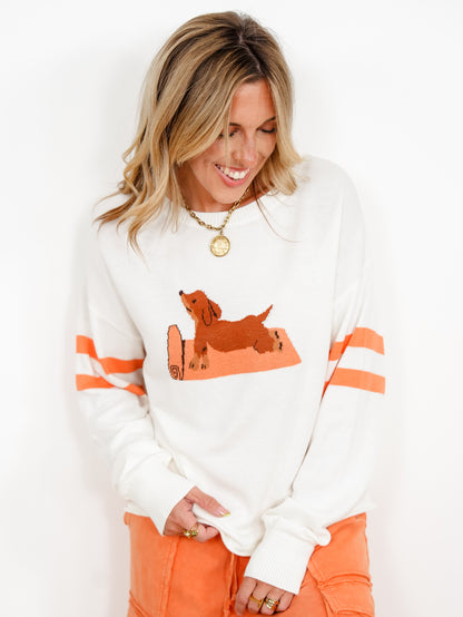 Long Sleeve Yoga Dachshund Pullover Sweater