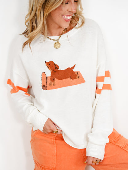 Long Sleeve Yoga Dachshund Pullover Sweater