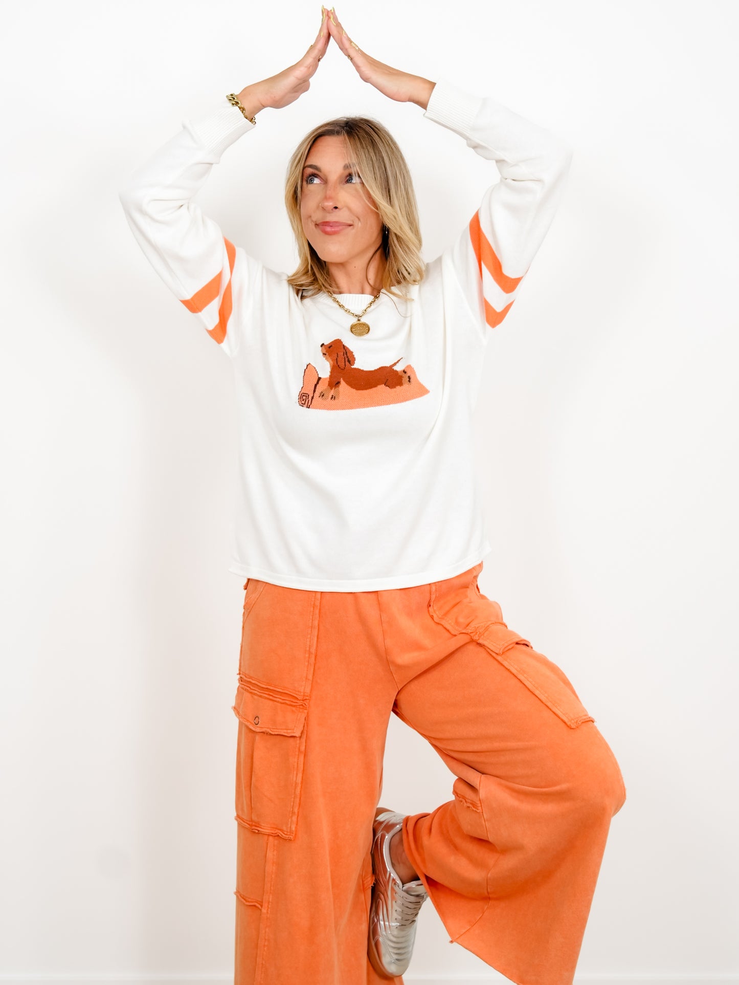 Long Sleeve Yoga Dachshund Pullover Sweater