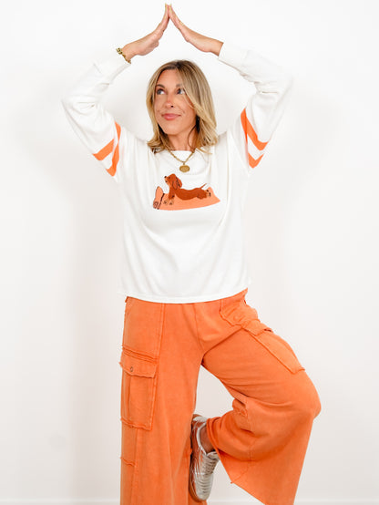 Long Sleeve Yoga Dachshund Pullover Sweater