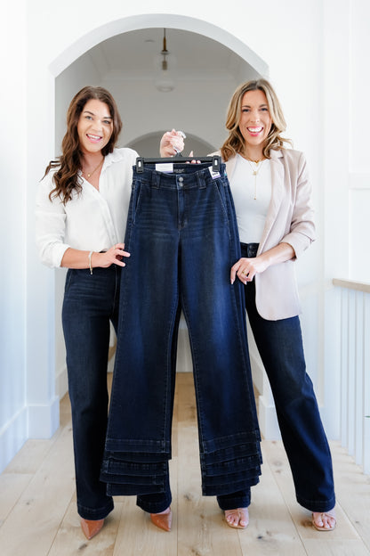 Judy Blue The Everly Trouser Dark Wash Trouser Wide Leg Jeans