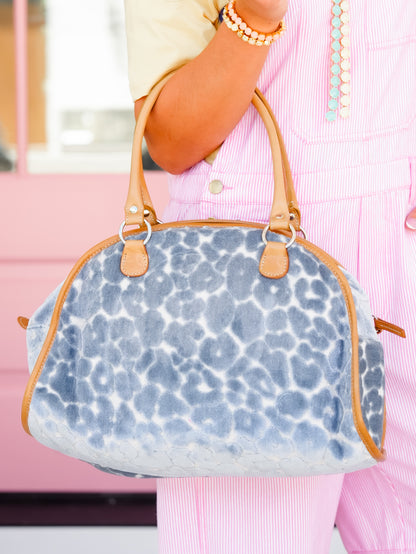 Baby Blue Chenille Cheetah Bag