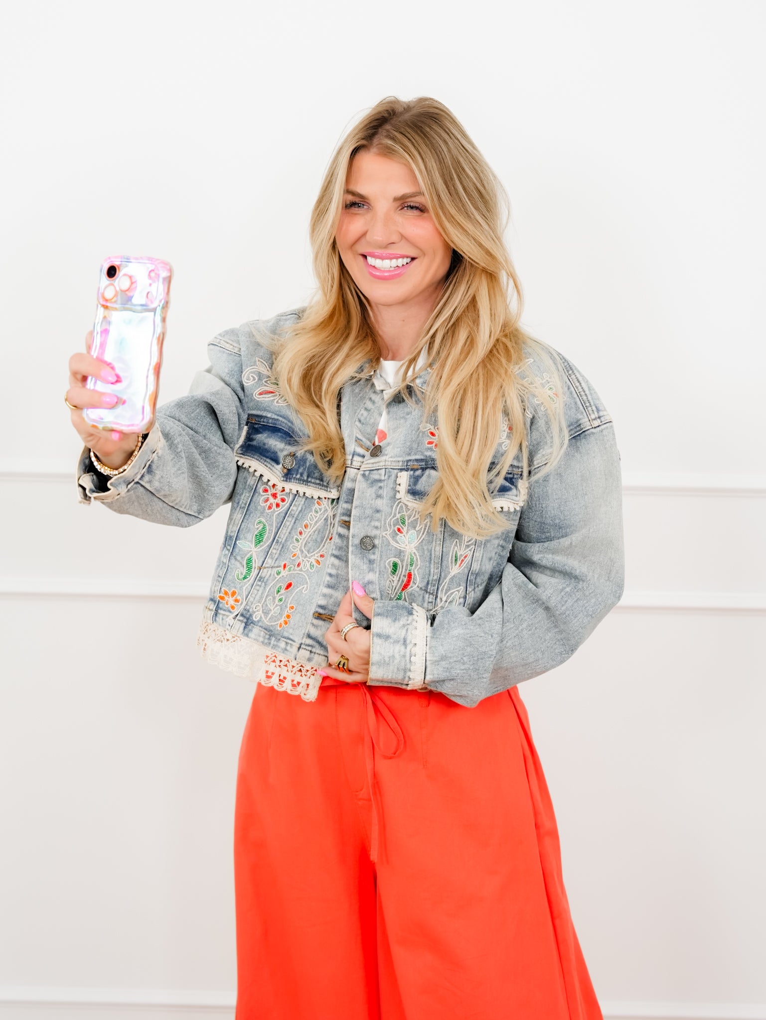 POL Embroidered Long Sleeve Jacket with Lace Trim – Freckled Poppy