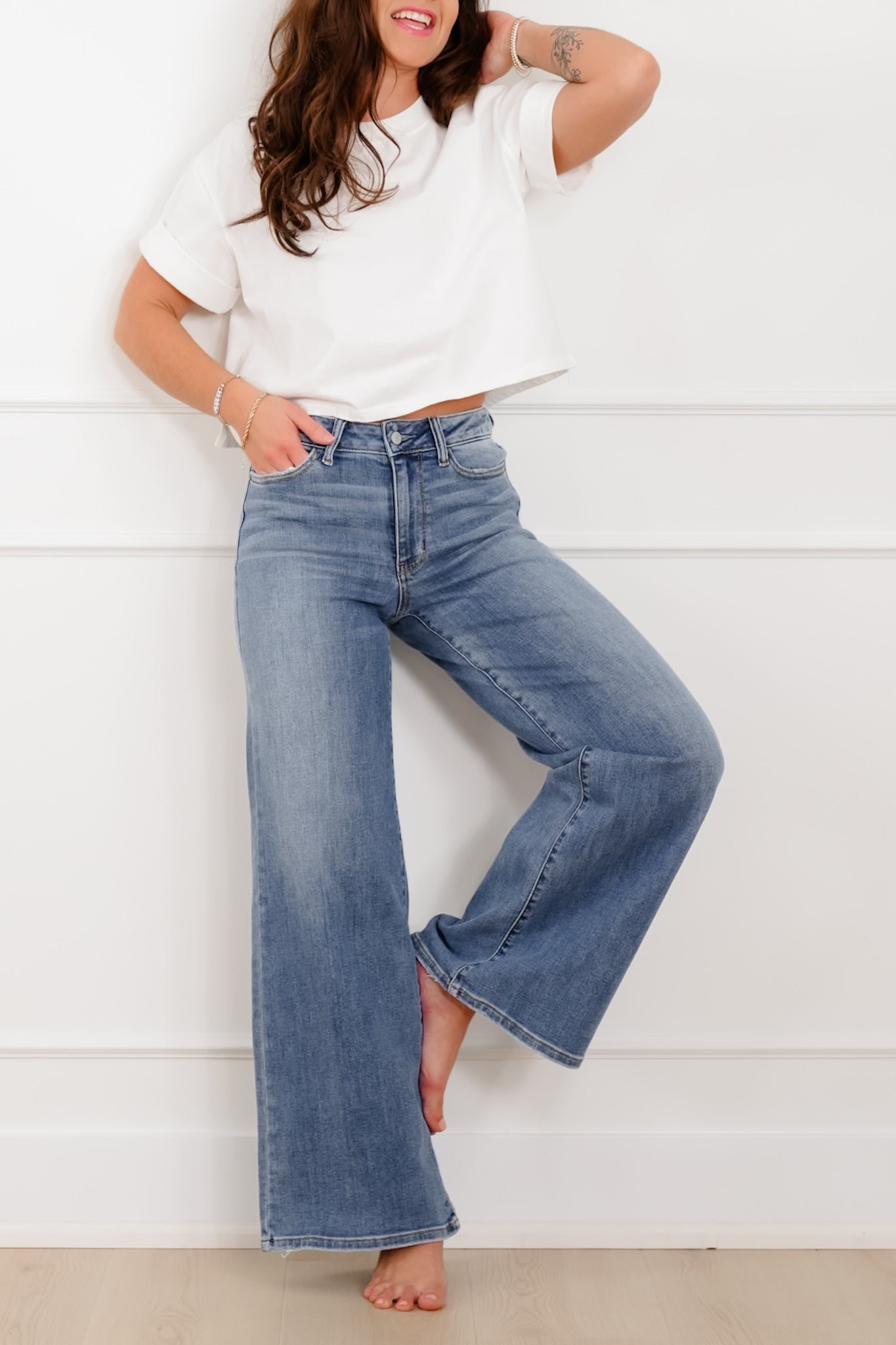 Judy Blue The Lola Multiple Inseam Medium Wash Retro Wide Leg Jeans