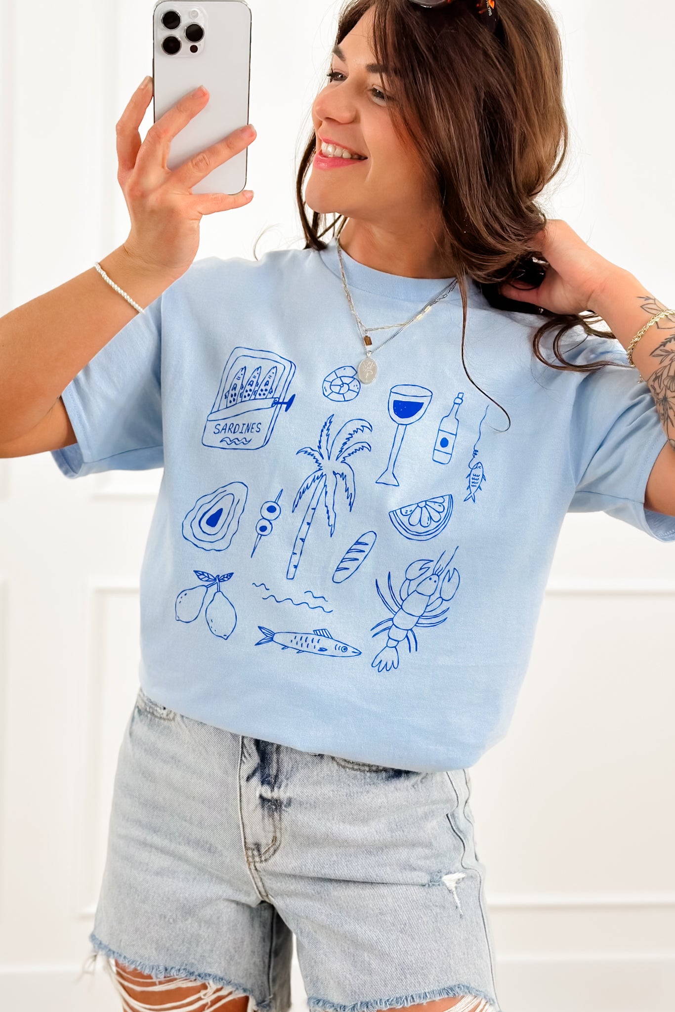 Plus/Reg Coastal Print Short Sleeve Graphic Tee