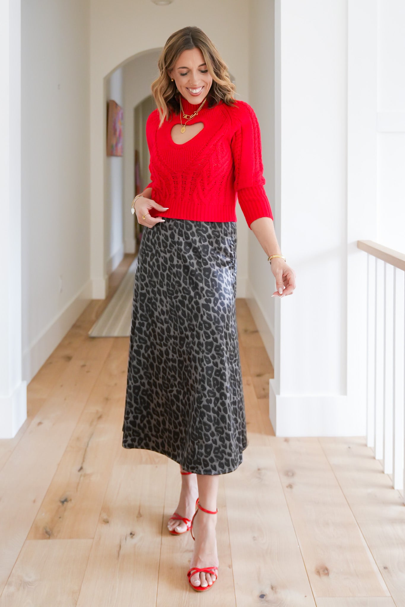 Long Sleeve Pullover Crop Sweater with Heart Cut Out Detail