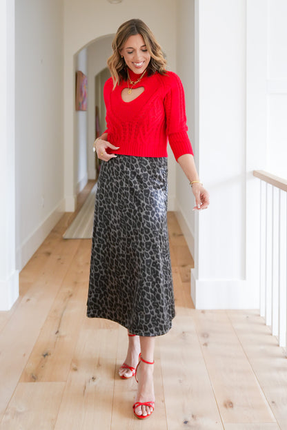 Long Sleeve Pullover Crop Sweater with Heart Cut Out Detail