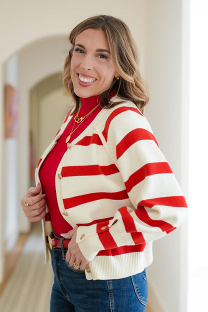 Stripe Long Sleeve Button Down Cardigan