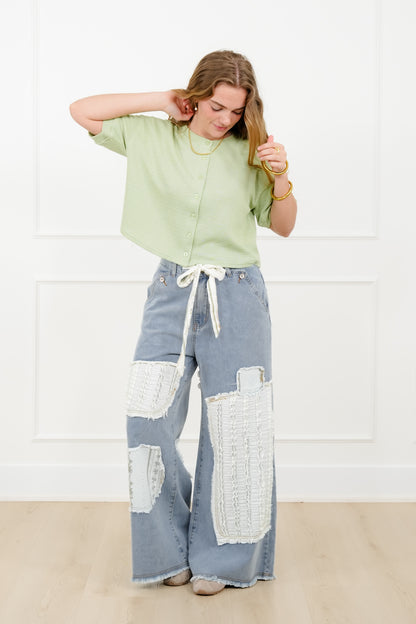 POL Vintage Patchwork Wide Leg Pants