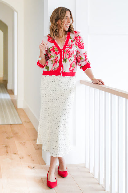 Floral Long Sleeve Button Down Cardigan