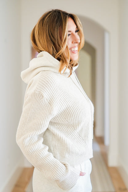 Knit Long Sleeve Pullover Hooded Sweater