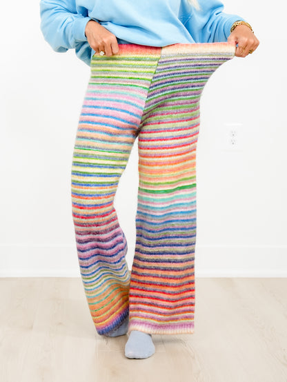Rainbow Stripe Elastic Waist Sweater Pants - Freckled Poppy