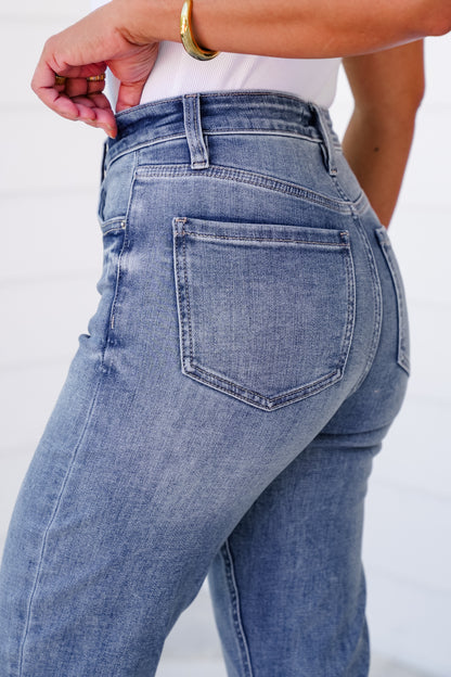 RFM High Rise Medium Wash Slim Straight Leg Jeans