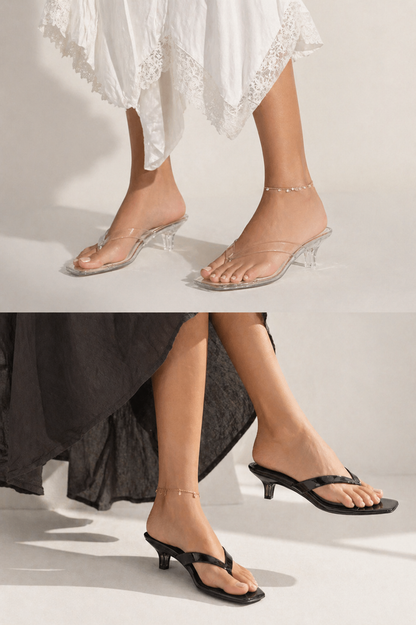Steve Madden Chic Glossy Thong Kitten Heel Slide