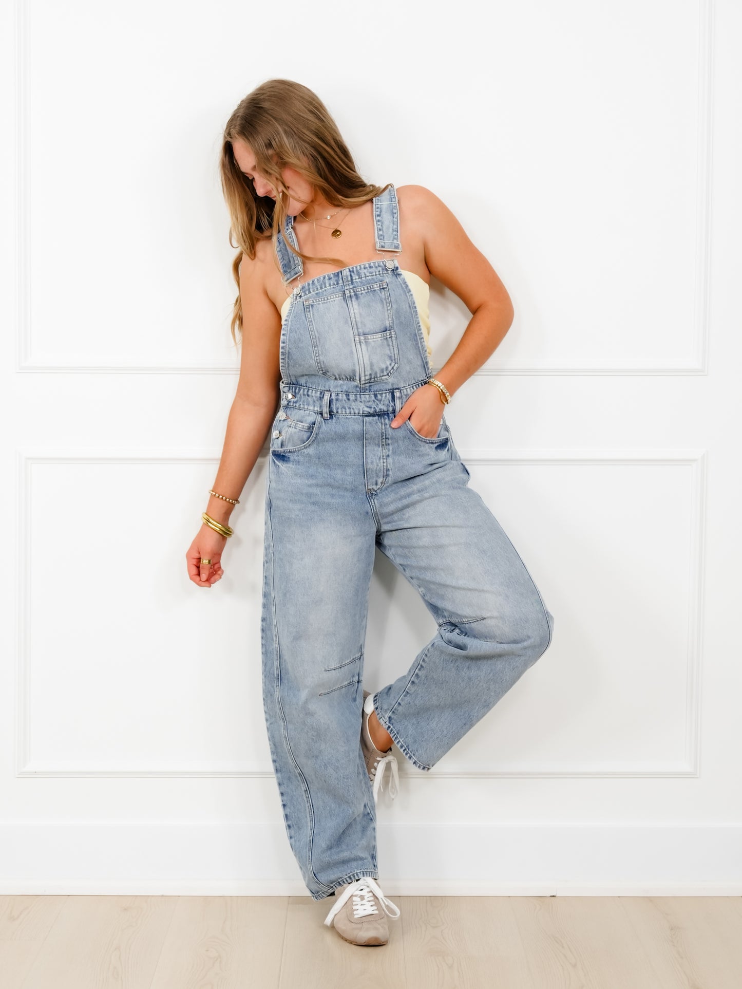 Light Washed Barrel Overalls