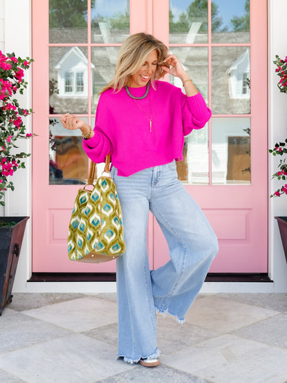 Restock! The Downtown Honey High Rise Light Wash Multiple Inseam Wide Leg Jeans - Freckled Poppy