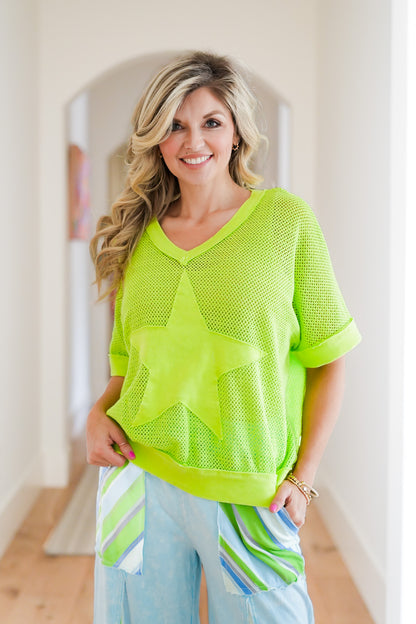 Star Patch Mineral Washed Knit Top