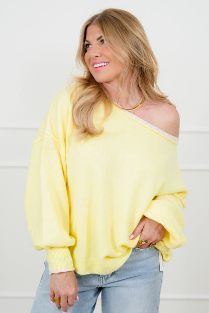 Long Sleeve Pullover Sweater with Reverse Seams