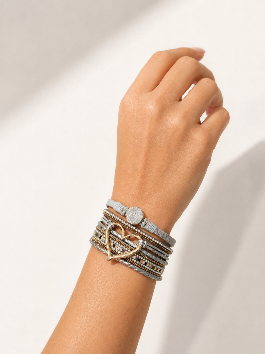 Boho Layered Heart Bracelet