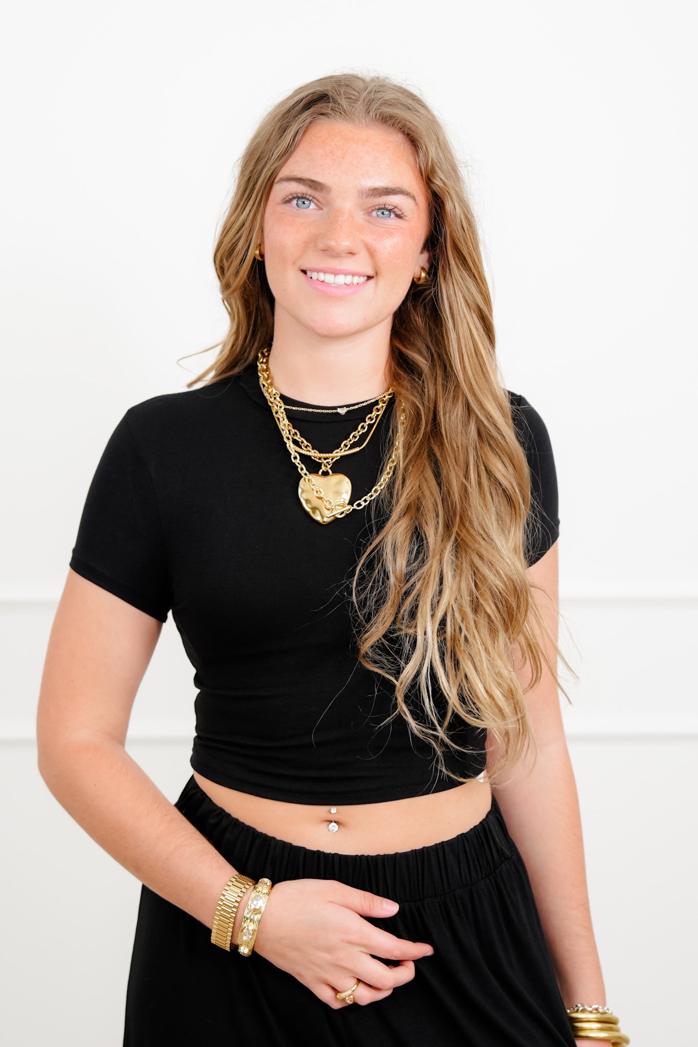 Black Short Sleeve Crop Top with Matching Pants Set