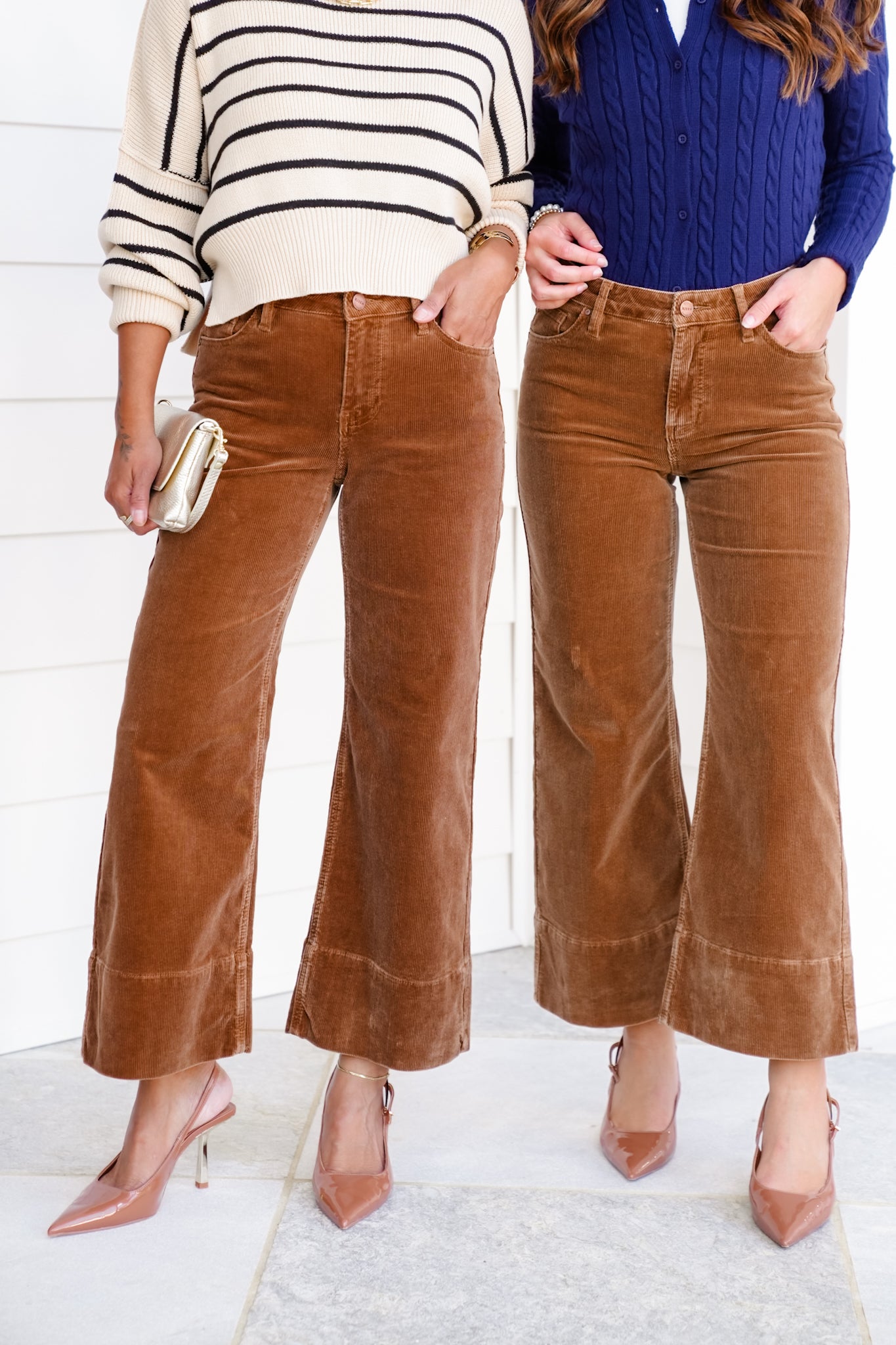 Risen High Rise Brown Corduroy Wide Leg Pants